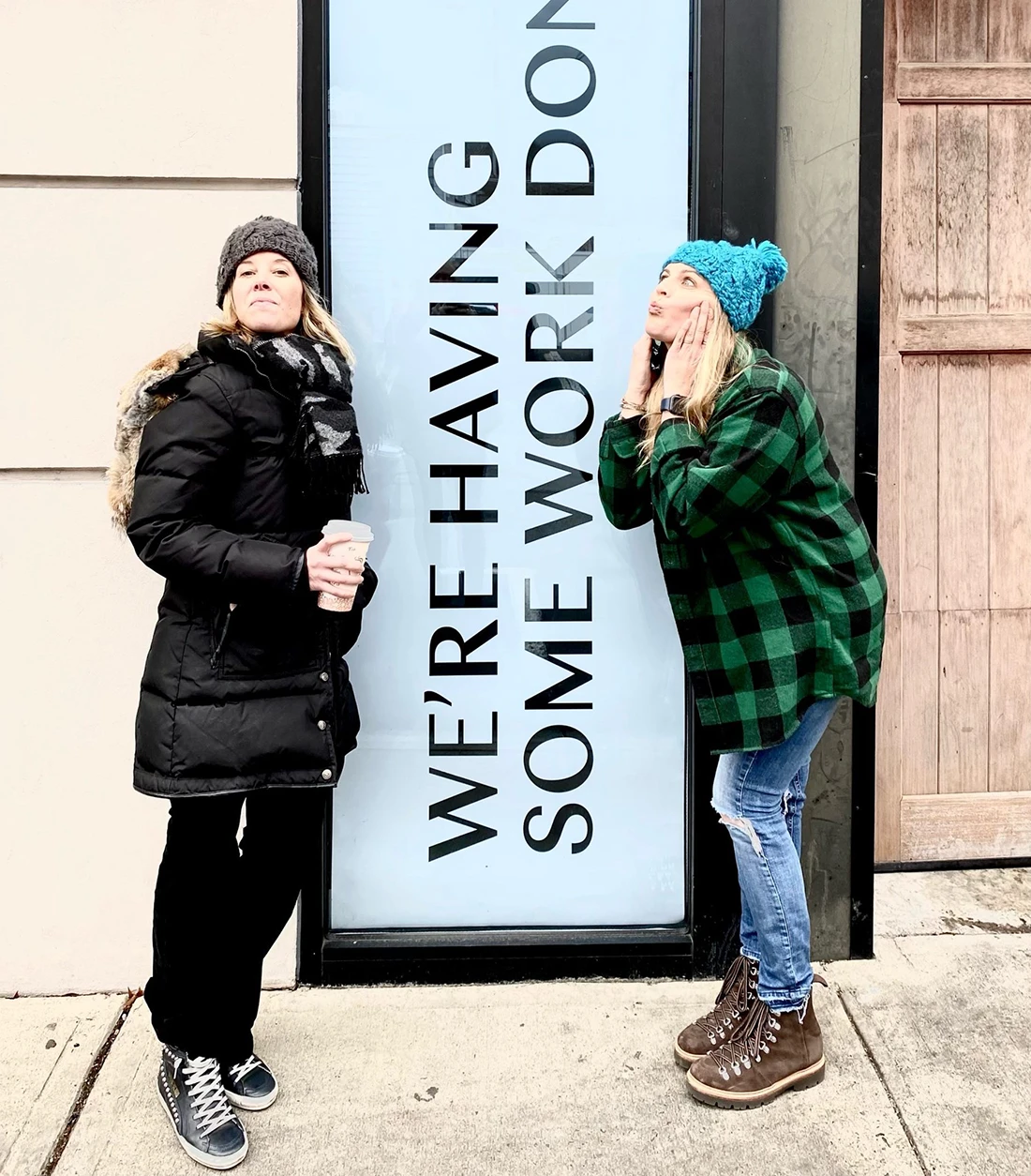 the owners Julie and Dana in front of store opening