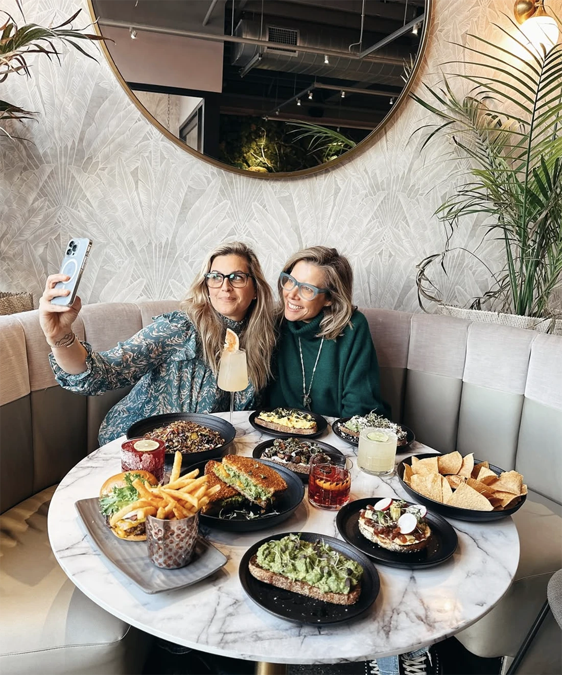 the owners Julie and Dana eating at location